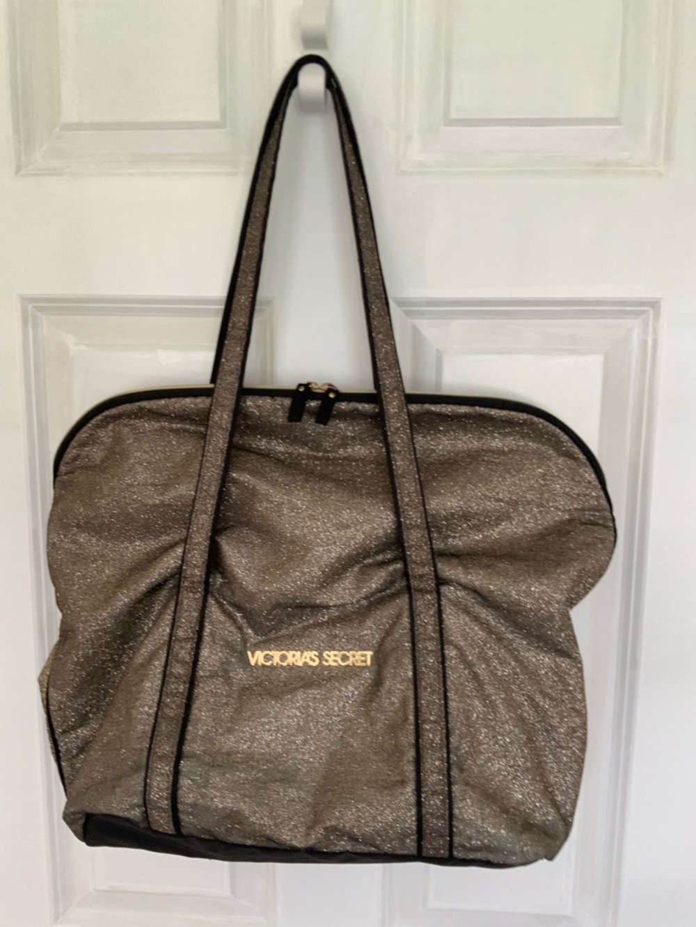 Victoria's Secret Metallic Taupe Tote Bag